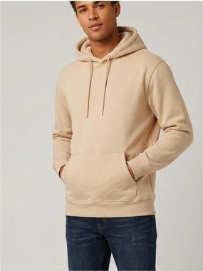 NWOT Beige Fleece Pullover Hoodie Solid Beige Size M